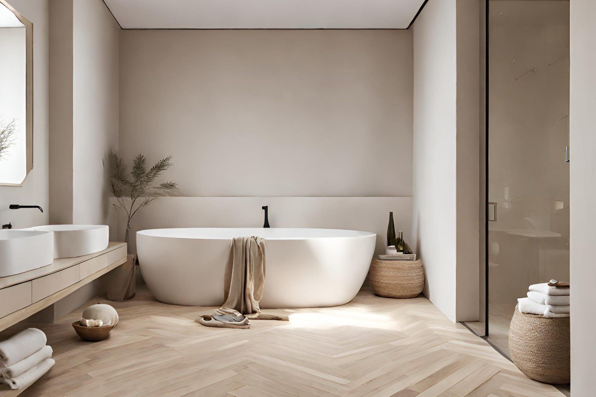 Tegels in een Japandi stijl badkamer