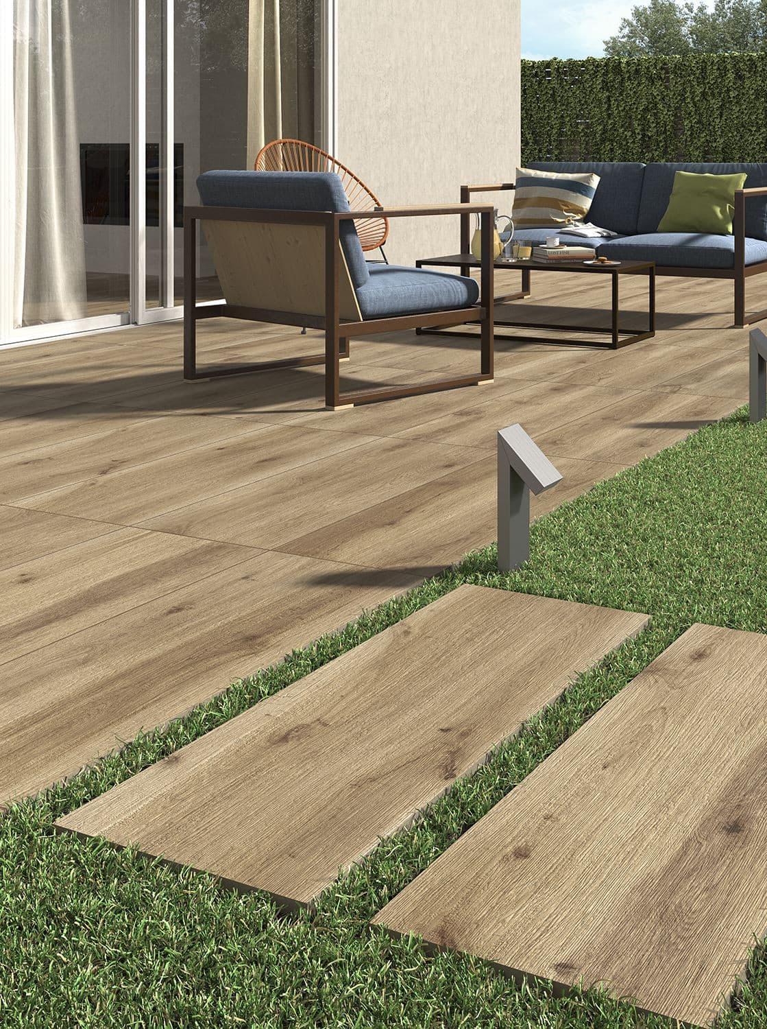 Keramische terrastegels met houtlook